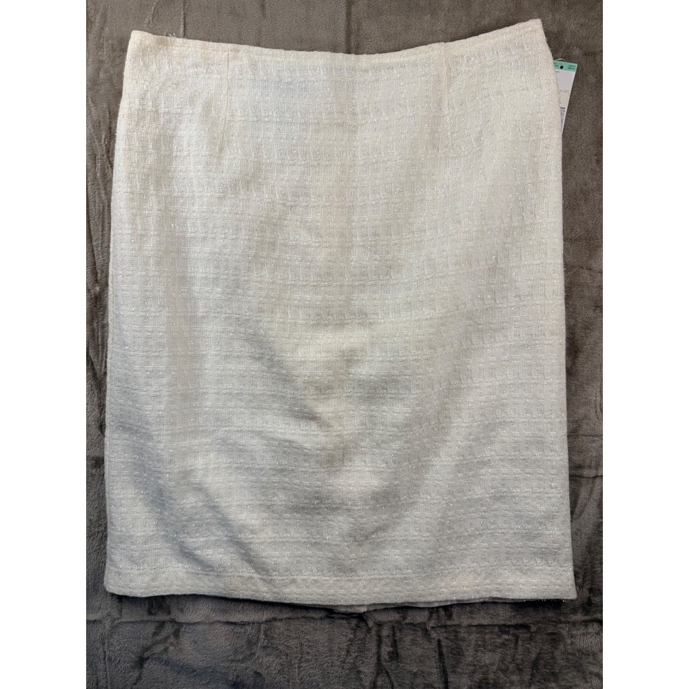 Covington‎ Ivory Tweed Metallic Shimmer Pencil Skirt Womens Size 10 New NWT